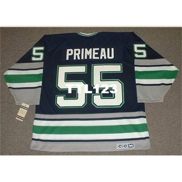 

740 #55 KEITH PRIMEAU Hartford Whalers 1990's CCM Vintage Hockey Jersey or custom any name or number retro Jersey, Blue