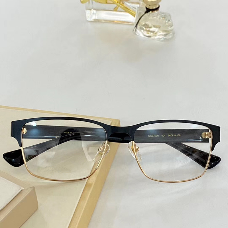 

High-quality Classical style Men Business Metal Halfrim Glasses 56-18-150 for Prescription fullset case 0750O
