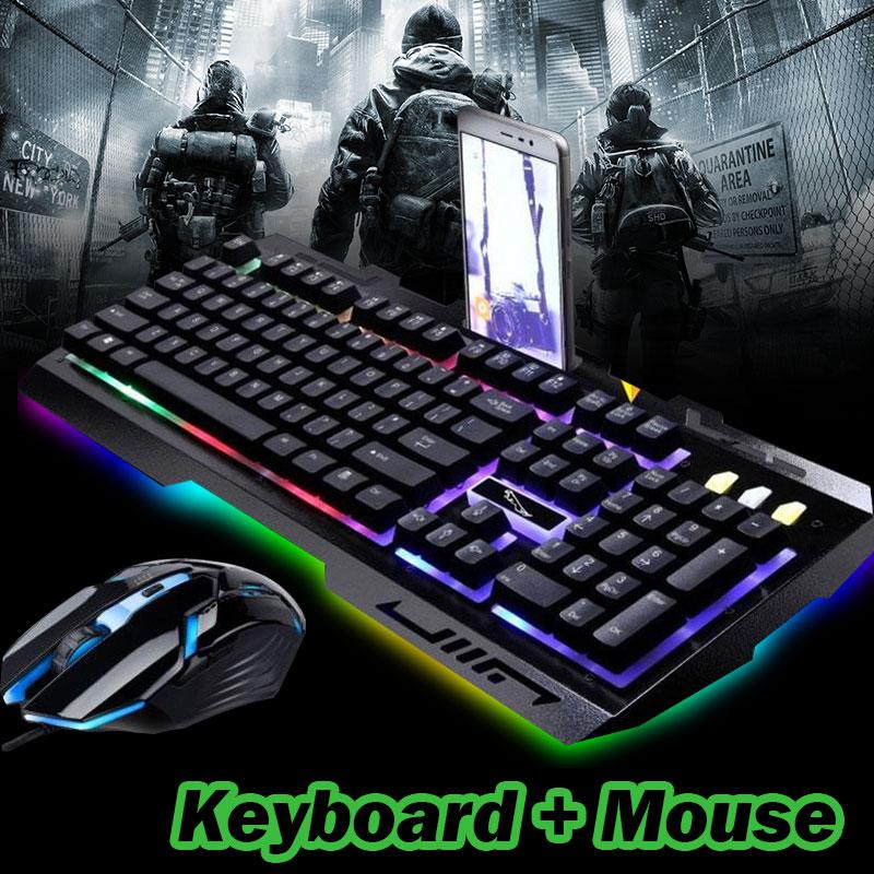 

Luminous wired mechanical keyboard game keyboard and mouse set color black