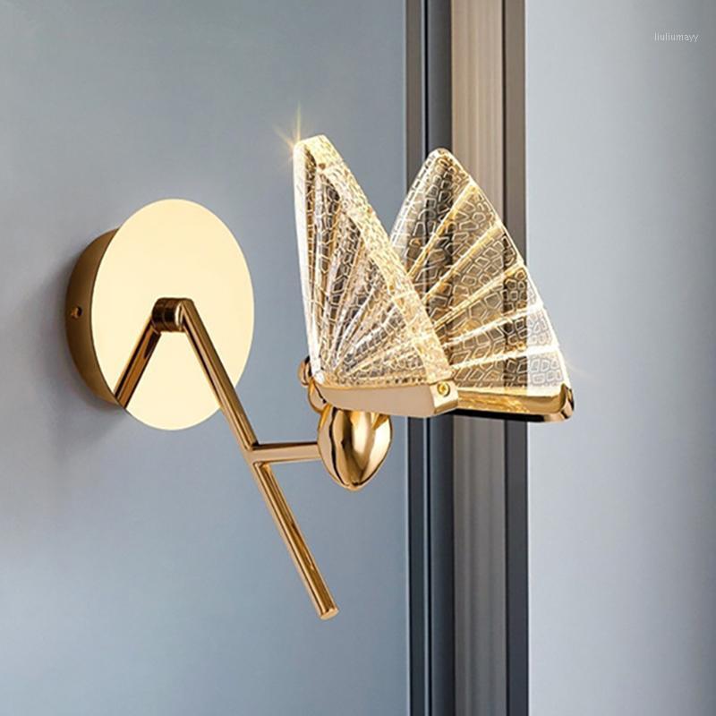 

Bedside wall lamp bedroom lamp modern living room background new butterfly led luxury minimalist aisle net red staircase1