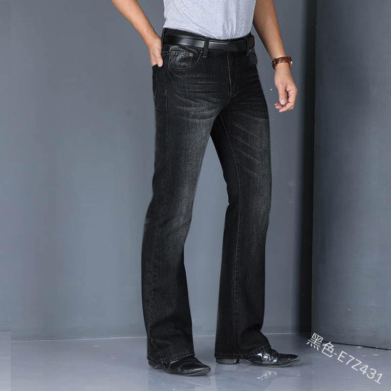 

WEPBEL Summer Flare Jeans Fashion Solid Color Men' Multi-Pockets Pants Mid Waist Full Length Jeans, Blue