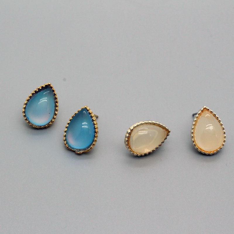 

1 Pair Vintage Resin Drop Stud Earrings For Womens Gift Jewelry Fashion Smooth Simple Color Geometric Pierced Earrings QE14