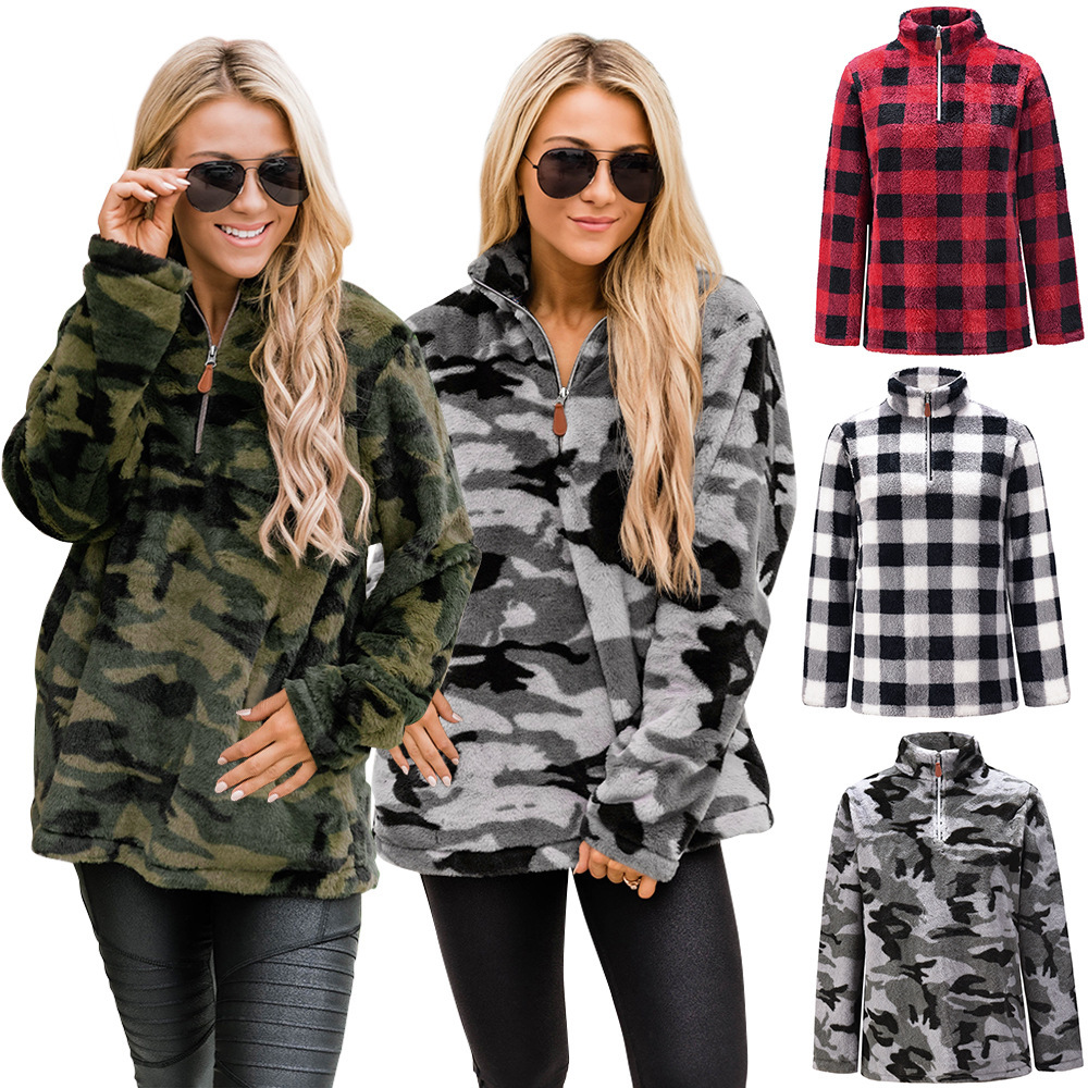 

2021 Autumn and Winter New Jacket Sleeve Lamb Down Women's Clothes Z2OY, Plaid white.