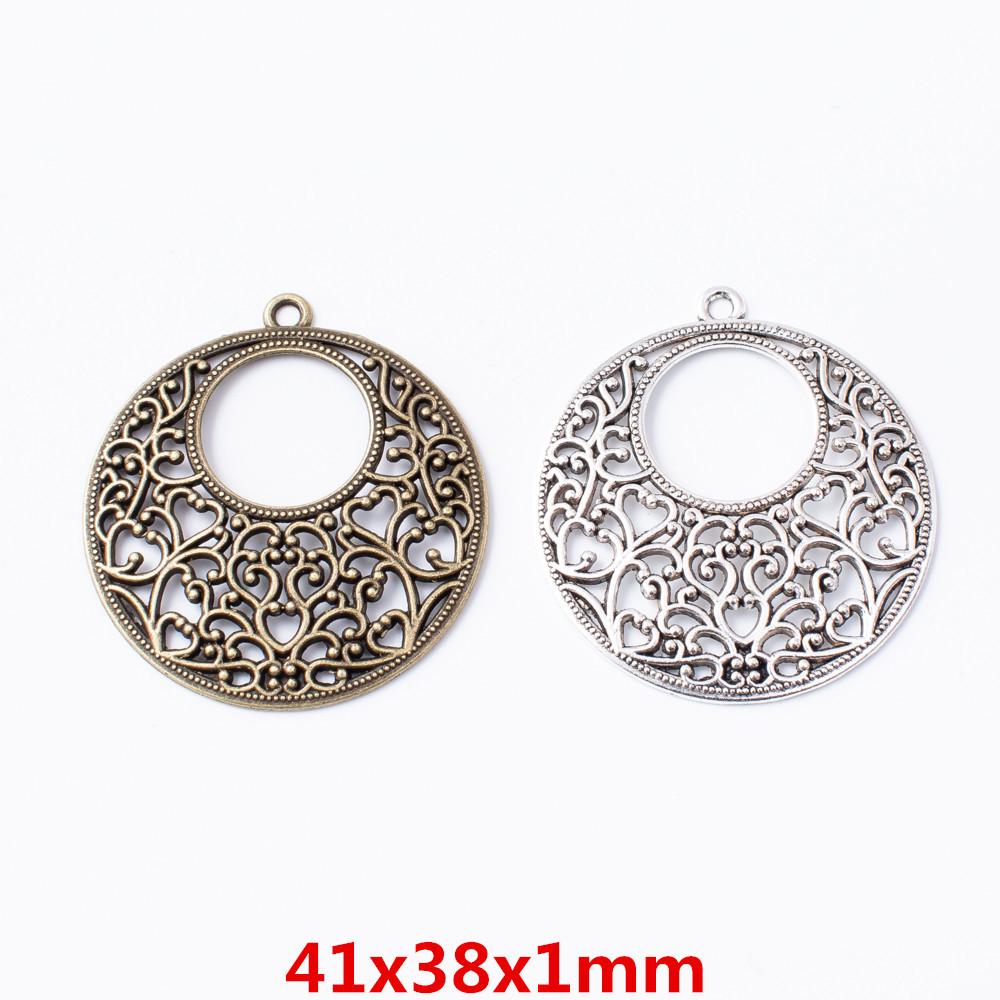 

30pcs 41*38MM Vintage antique bronze flower connector charms silver color pendant for bracelet earring necklace diy jewelry
