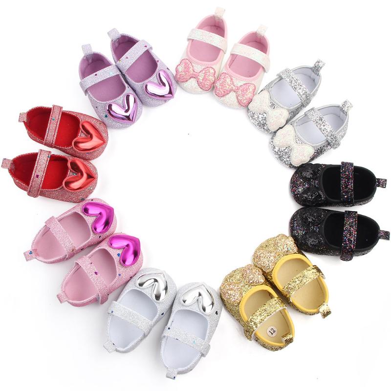 

Indoor Baby Toddler Shoes, Bow Princess Shoes, Soft-soled Non-slip Baby Walking Heart-shaped Decorative Shoes#P30, Black