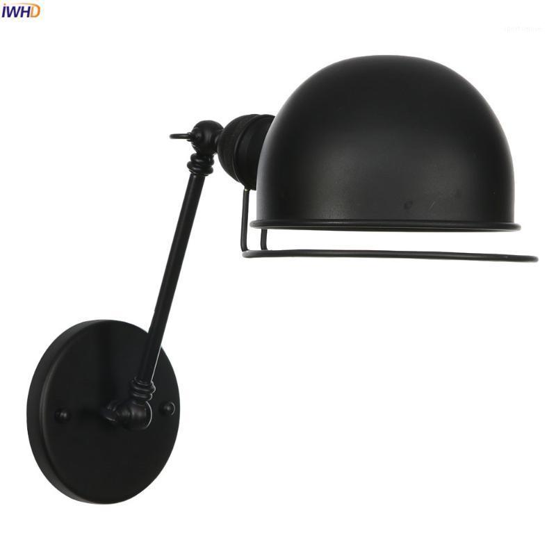 

IWHD Adjustable Swing Long Arm Vintage Wall Lamp Bedroom Beside LED Retro Black Wall Lights Fixtures Aplique Luz Pared Wandlamp1