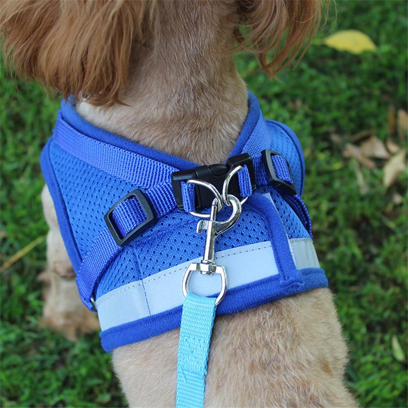 

Vest Harness Leash Adjustable Mesh Reflective Vest Dog Harness Collar Chest Strap Leash Harnesses With Traction Rope XS/S/M//XL