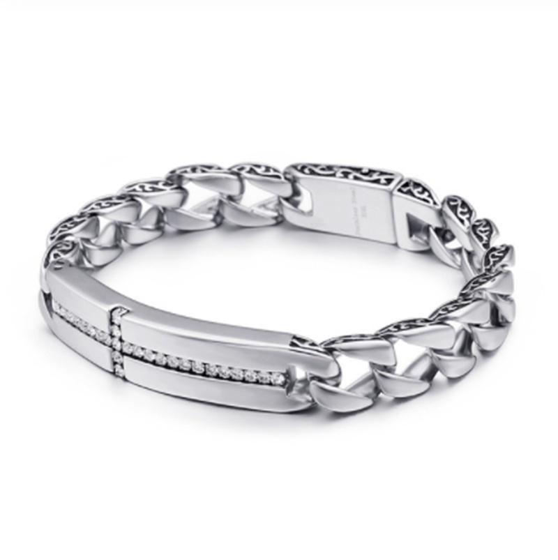 

Simple Personality Solid Color Men Cubic Zirconia Cross Charm Trend Popular Men's Sports and Leisure Bracelet Jewelry
