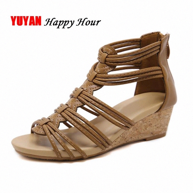 

Bohemia Sandals Women Summer Shoes Plus Size Women's Wedge Sandals Fashion Ladies Brand Wedge Shoes A497 #Rl6V, Beige