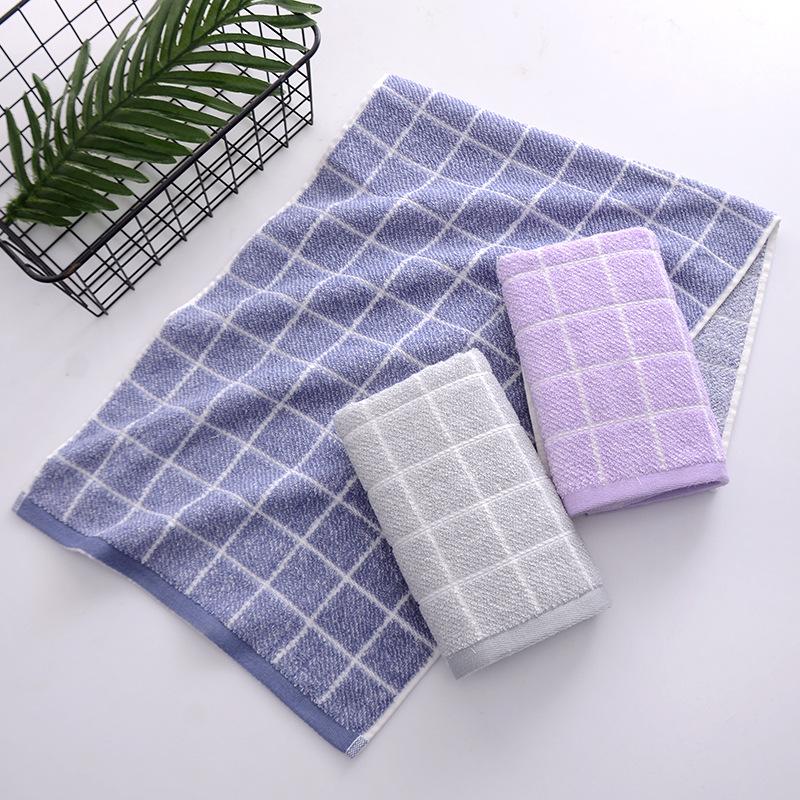 

Pure cotton plaid cut-off household cotton adult face wash towel advertising gifts wholesale 75*35CM 2pcs, Light grey