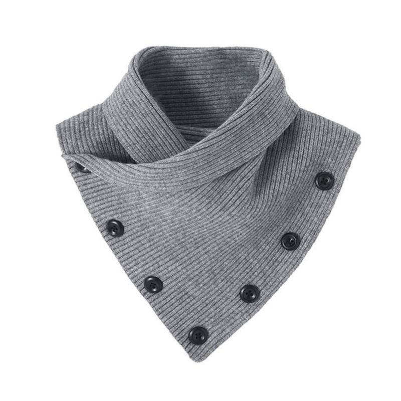 

Women Winter Knitted Turtleneck False Fake Collar Buttons Solid Color Short Triangle Scarf Wrap Windproof Stretchy Neck Warmer I