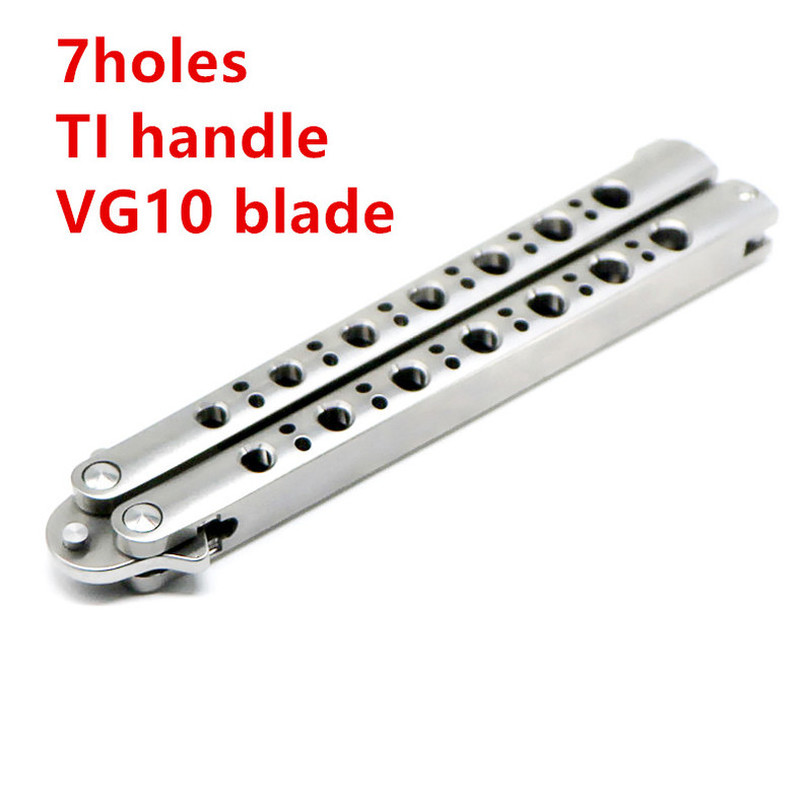 

baliplus balisong bm42 bm43 bm47 vg10 7holes titanium butterfly trainer training knife not sharp Crafts Martial arts Collection knvies