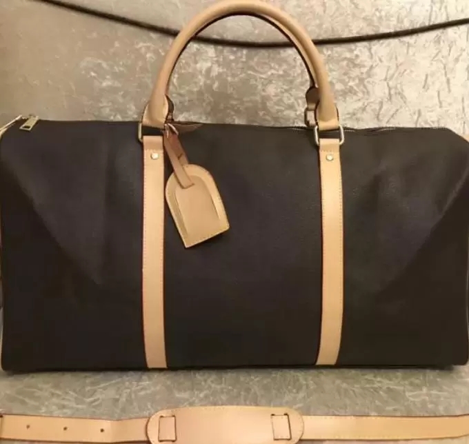 

men women shoulder travel luggage bags large capacity Lady leather crossbody bag Designer handbag 55cm wallets Bag, Black grid