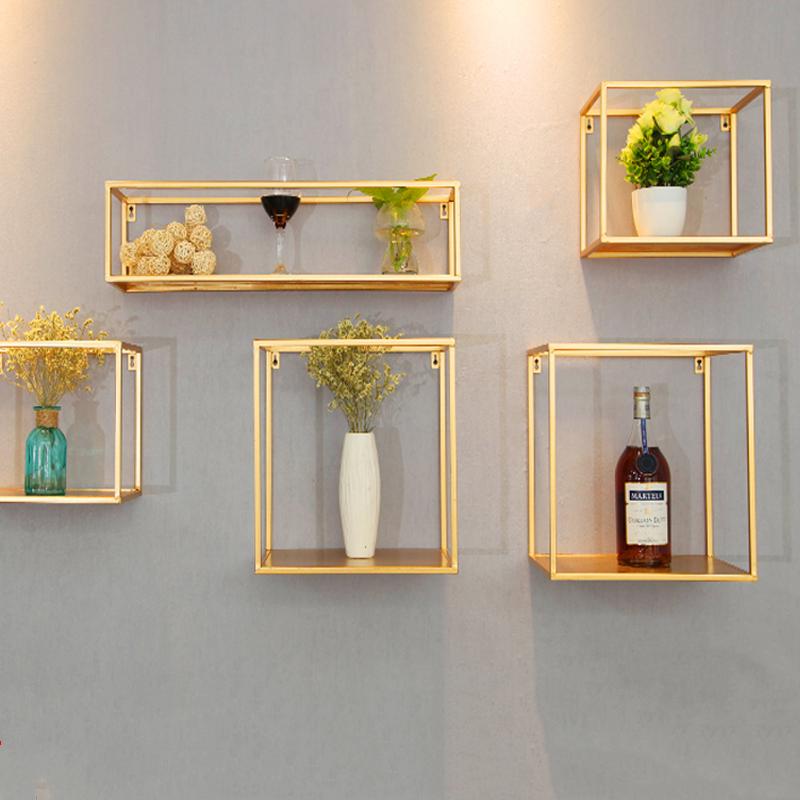 

Gold Storage Racks Hanging Decor Storage Box Flower Pot House Rack Wall Book Figurines Display Crafts Shelves shelf