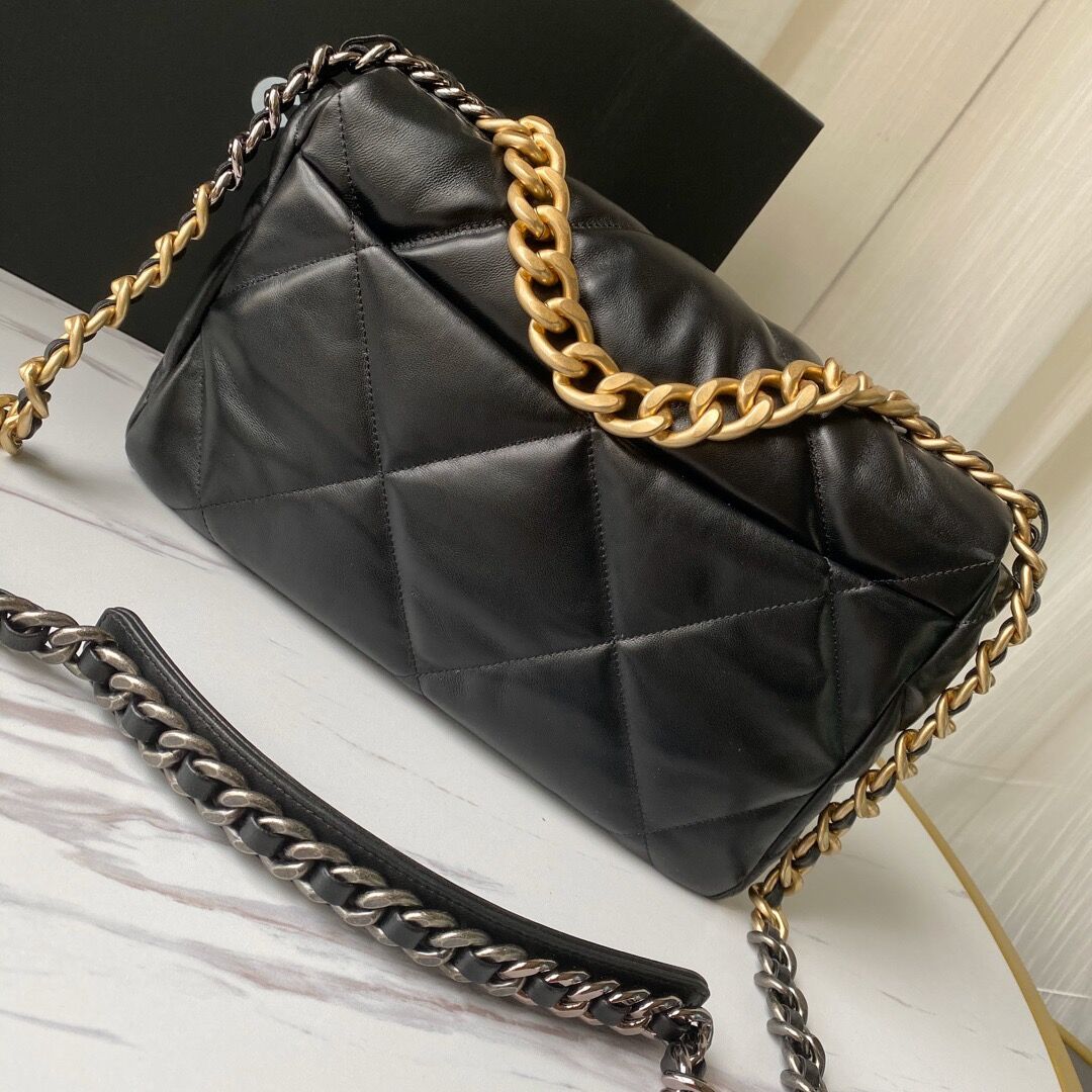 

2021 designer handbags 19 bag women high quality lambskin soft leather fashion big tote purse crossbody metal chain flap shoulder bags, Khaki