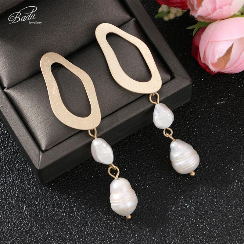 

Badu Big Vintage Frosted Gold Earring Women Irregular Freshwater Pearl Long Dangle Drop Earrings 2020 Fashion Jewelry Wholesale1