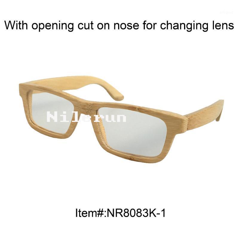 

Sunglasses Woman's Small Rectangle Natural Bamboo Reading Glasses With Opening Cut For Changing Lens1