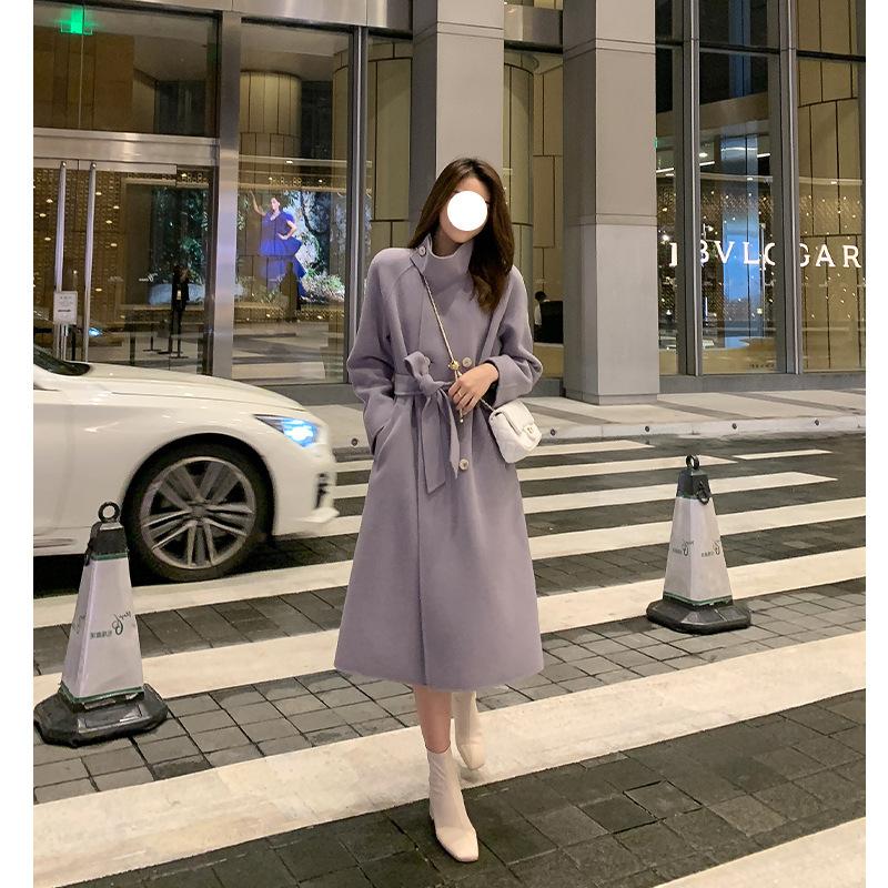 

Casual Solid Women Winter Coats 2020 Long Pockets Loose Wool Blend Coat and Jacket Single Breasted Elegant Women Coats Autumn, Green