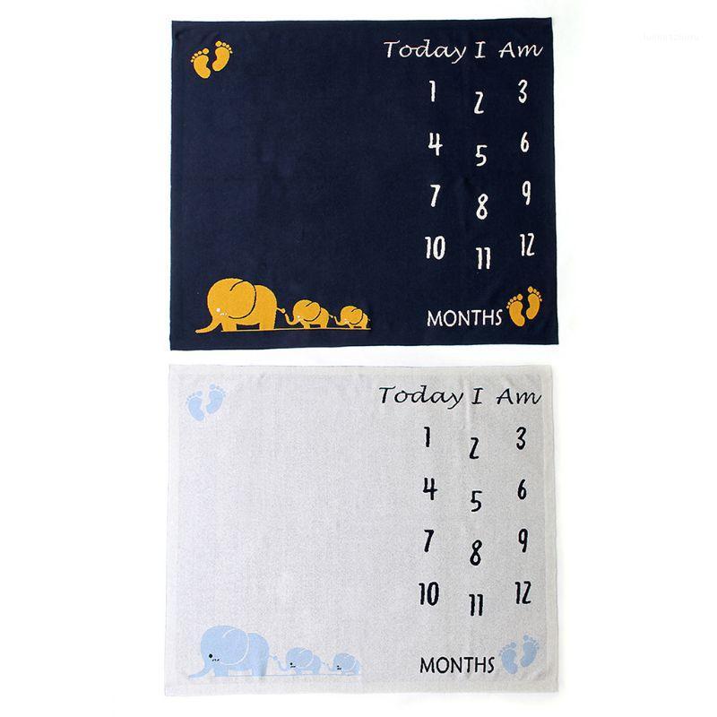 

Baby Monthly Record Growth Milestone Blanket Newborn Swaddle Wrap Photography Props Photo Creative Background Cloth1, Blue