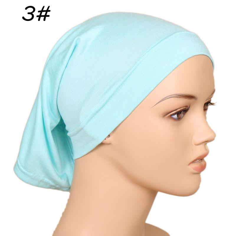 

2020 Full Cover Inner Caps Muslim Stretch Turban Cap Islamic Underscarf Bonnet Solid Color Under Scarf Caps Turbante Mujer