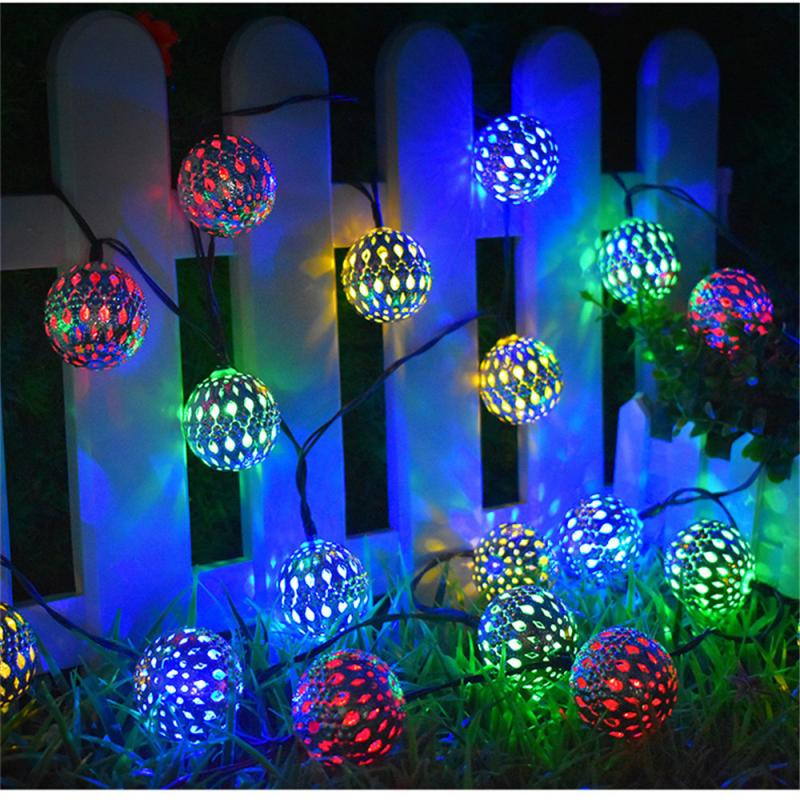 

LED Solar Moroccan Ball String Light Garden String Lights Fairy Globe Waterproof Lantern Light Outdoor Lamp Garden Party Decor