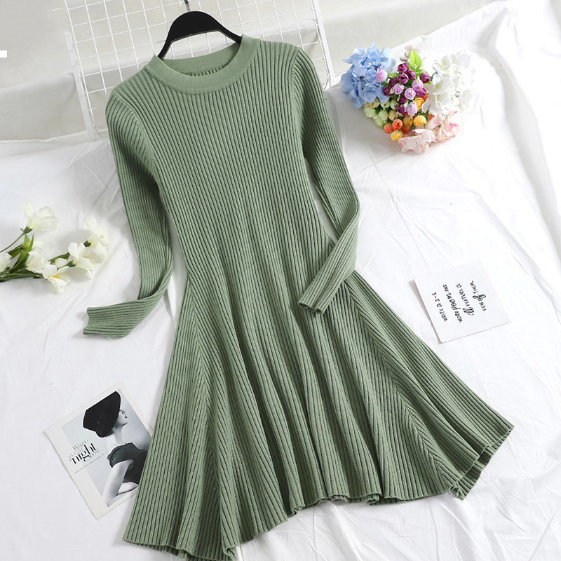 

Malha 2021 New Sexy Midi Winter in Vintage Streetwear Clothes Woman B8se DB41, Light green.
