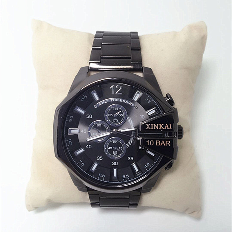 

Men's block watch electronic quartz steel belt sports trend Watch, White