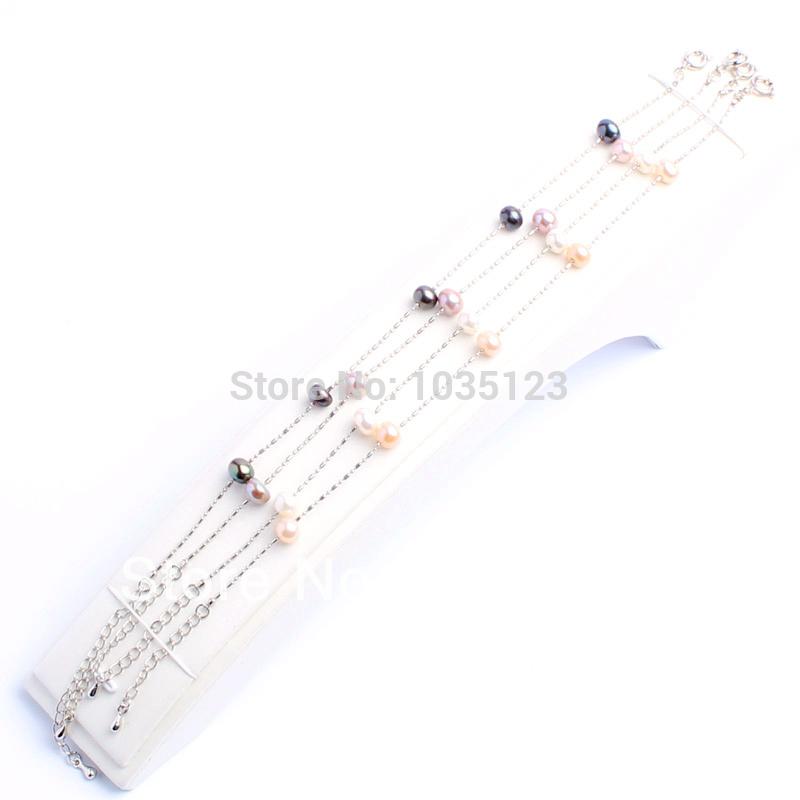 

High Quality 5x7mm Pretty Fashion Natural Freshwater Pearl Alloy Frame Frame Bracelet 8.5" Adjustable sizes Optional Color wj09