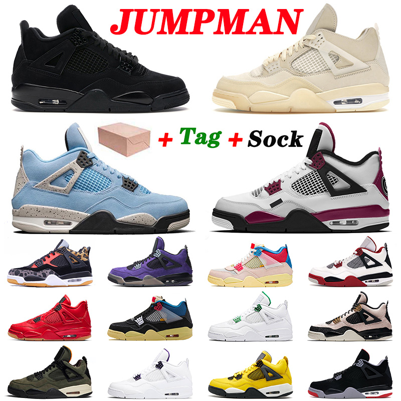 

2021 New Arrival Black Cat Sail Bred 4 4s Basketball Shoes University Blue Mens Womens Jumpman Undefeated White Off Hot Punch Retro Trainers, D23 kaws grey 40-47