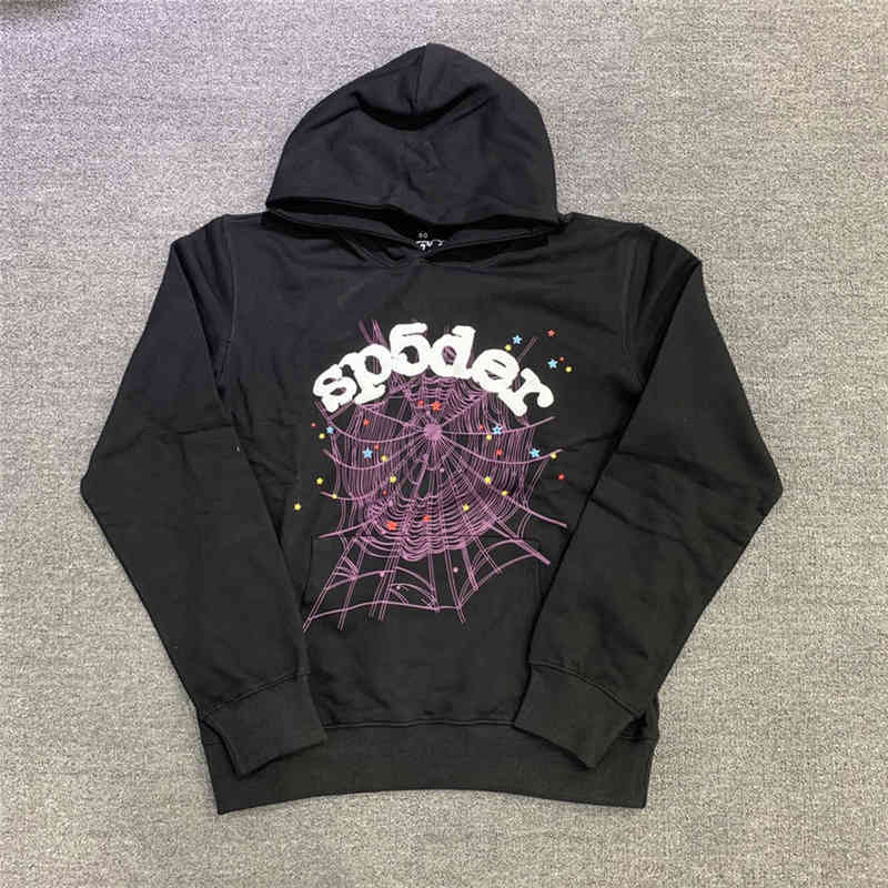 

Foaming Printing Sp5der 555555 Angel Number Hoodie Men Women Spider Web Pattern Pullover Sweatshirts