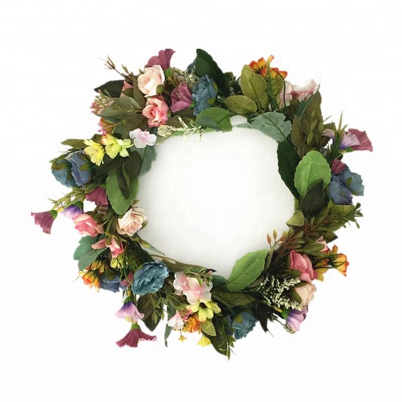 

1pc/lot 14 Inch Summer Hanging Wall Wreath Decoration Spring Door Decor Flower Home Ornament Free Shipping, Multi