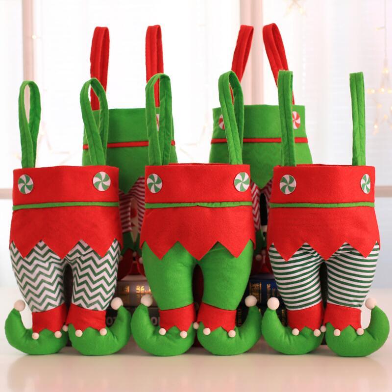 

6 Colors Elf Pants Stocking Christmas Decorations Ornament Xmas Fabric Candy Bag Festival Party Accessory Best Gifts