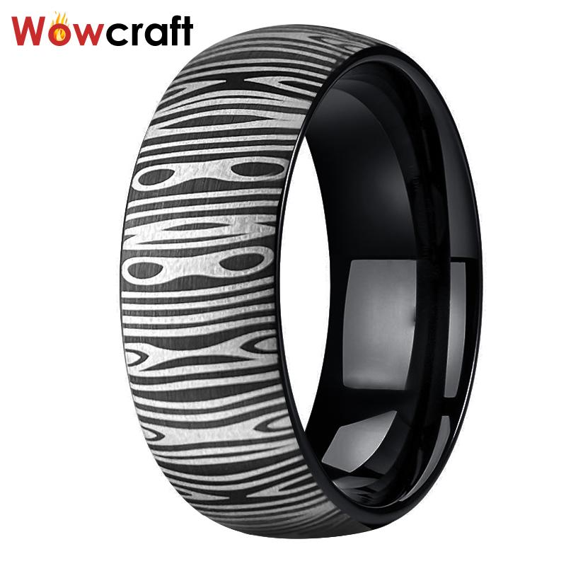 

6mm 8mm Black Zebra Engraved Rings Tungsten Carbide Band for Men Women Brushed Finish Domed Comfort Fit