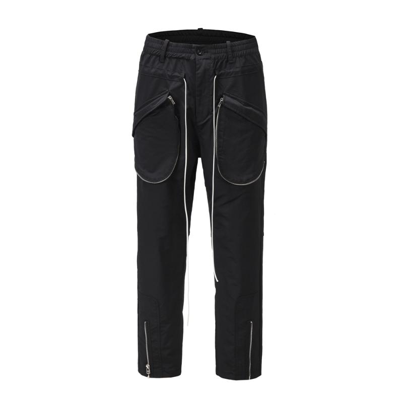 

Exposed Zip Black Jog Cargo Pants Elastic Waist Autumn Streetwear
