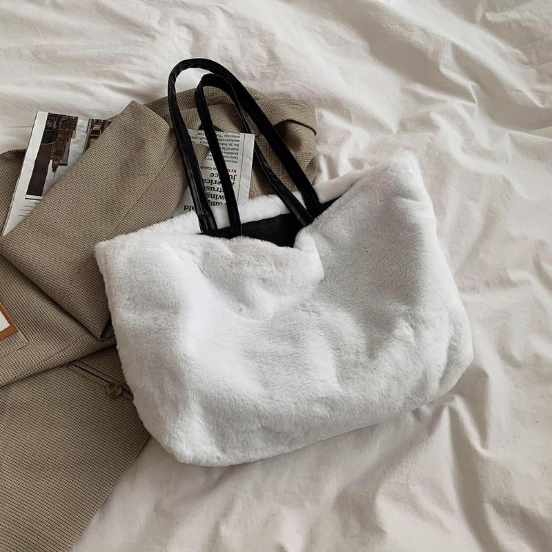 

Women Handbags Designer Shoulder Bag Large Capacity Totes Lady Buckets Bag Luxury Plush Messenger 2021 Trend, Black