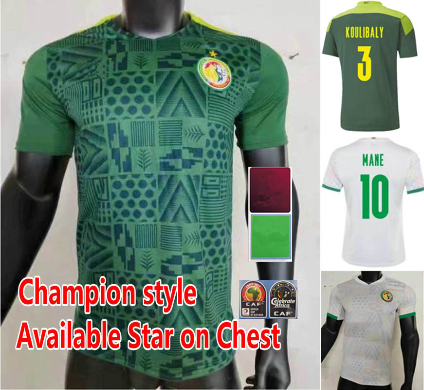 

Senegal soccer jerseys 2021 Available Champion Star home away football MANE KOULIBALY maillots de futol GUEYE KOUYATE SARR DIALLO B.DIENG N.MENDY kits homme Uniforms, Fans home(+star)