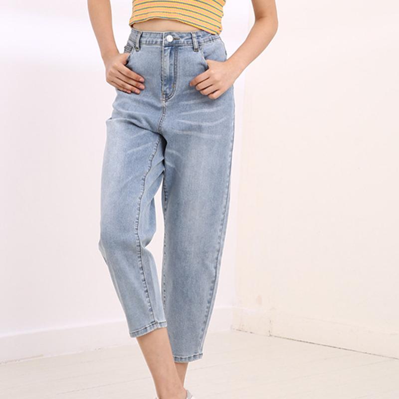 

Women stretch pants casual loose harem long jeans cotton large size -8XL jeans female high waist, Light blue