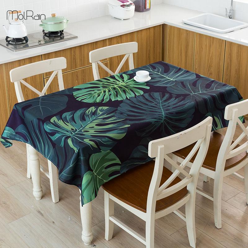 

Green tropical plant leaves tablecloth linen waterproof fresh home coffee table cloth decorative festival table cover for dining, 10