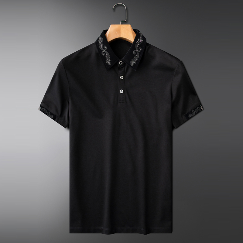 

Shirt Polo Short Sleeves Summer Young Men the Lapel Pole 9prn, Black.