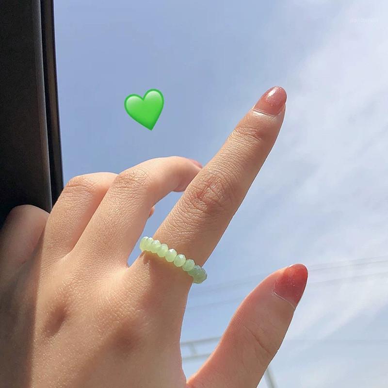 

Cluster Rings Geometric Glass Beads Elastic Weaving Aesthetic Finger 2021 Kpop Handmade For Women Egirl Dating Jewelry Girls1