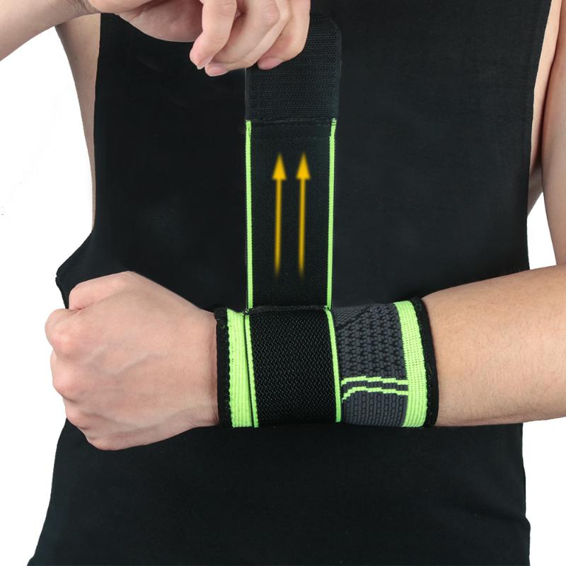 

Adjustable pressure Sports bracer fitness wrist band sports wrist Basketball weightlift wristband Elastic bandage bracer, Green
