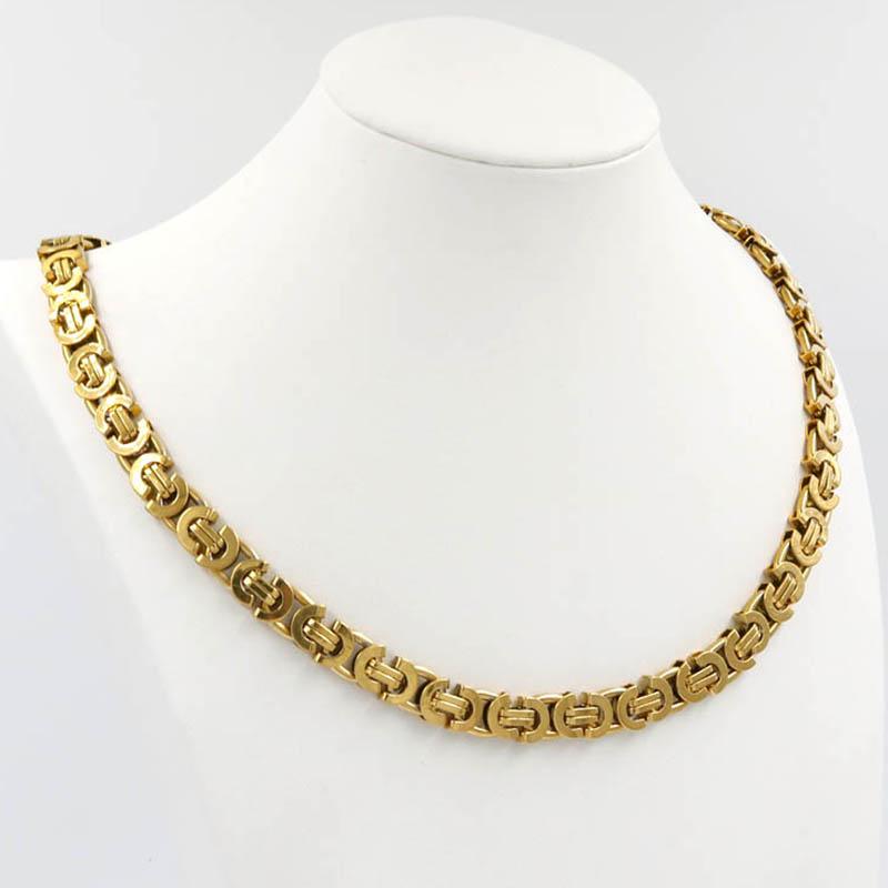 

1 High Quality Jewelry 10MM Necklace for Men Women Gold Color Stainless Steel Box Chain Byzantine Men Fashion beautiful Jewelry