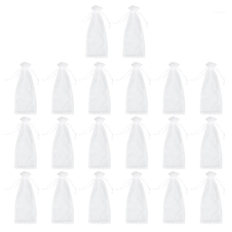 

20Pcs Sheer Organza Wine Bags 14X37cm Reusable Simple Bottle Wrap Dresses Festive Packaging Baby Shower Wedding Favors Samples D1