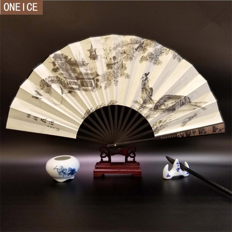 

Chinese fan bamboo fan bone print 10 inch large foldable Wedding decoration Folding prepared for guests Souvenirs