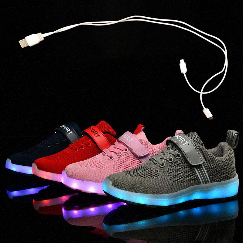 

Size 27-46 Adult Unisex Womens&Mens 7 Colors Kid Luminous Sneakers Glowing USB Charge Boys LED Shoes Girls Footwear LED Slippers #074X