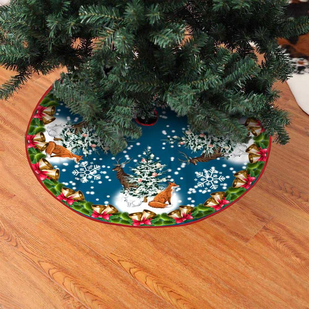 

Christmas Tree Skirt Snowman Deer Snowflake Holly Leaf Christmas Tree Base Floor Mat Cover Party Decoration S/M/L
