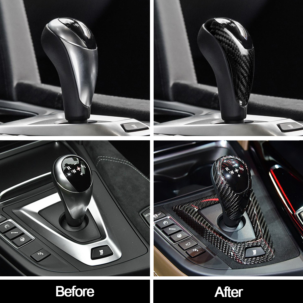 

High Quality True Carbon Fiber Gear Shift Handle Cover For BMW M4 F82 F83 2014 2015 2016 2017 2018 Car Accessories LHD