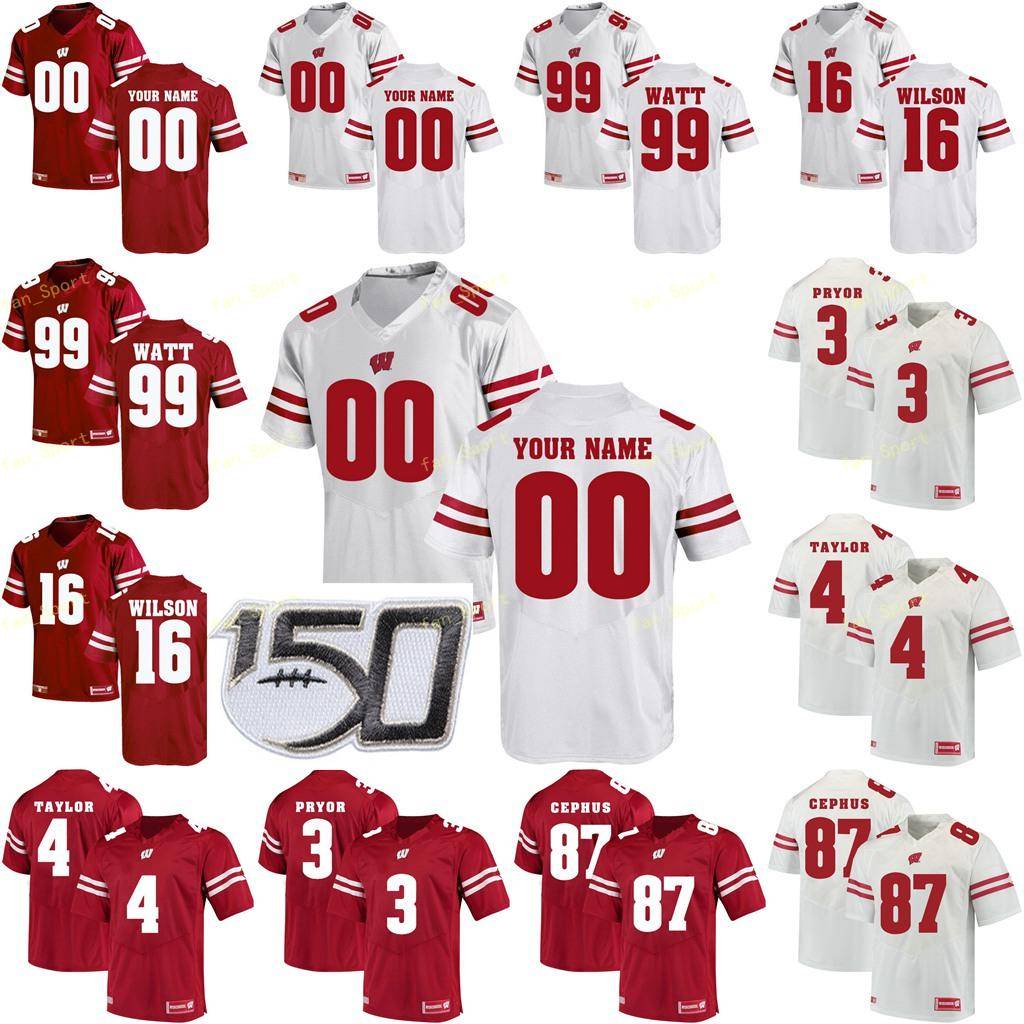 

Custom Wisconsin Badgers College Football Jerseys 12 Alex Hornibrook 14 Nakia Watson 16 Russell Wilson Men Women Youth Stitched, Black
