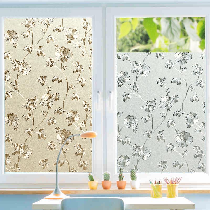 

Bedroom Bathroom PVC Window Privacy Films No-Glue 3D Static Flower Decoration Window Glass Sticker, White