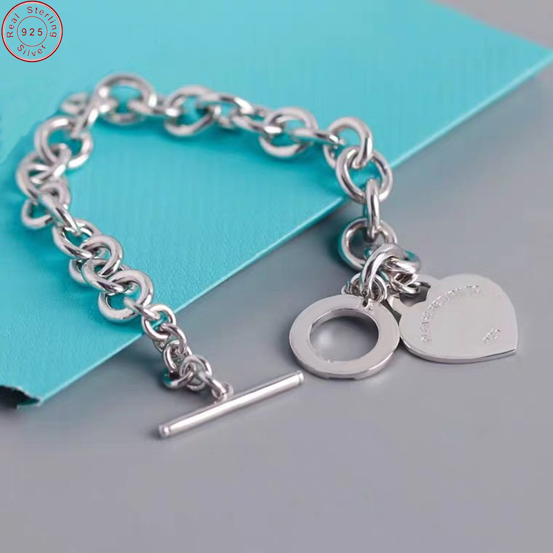 

925 Sterling Silver jewelry tif couple bracelets for women men fashion bracelets Free Shipping 1028, Black
